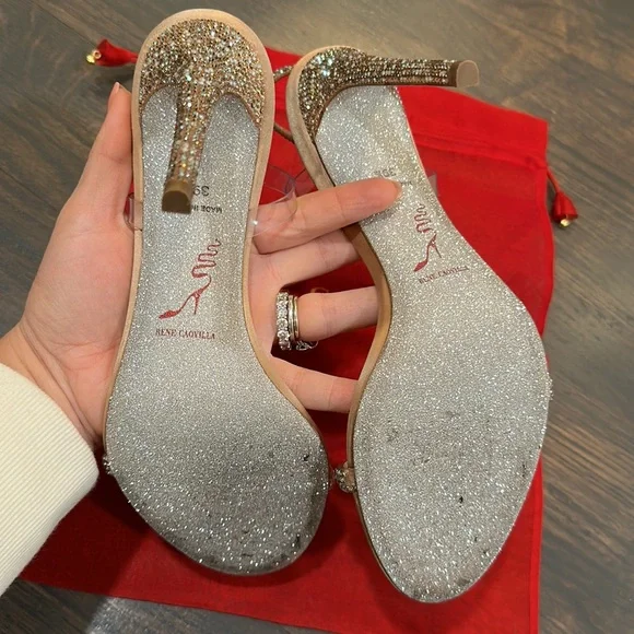 René Caovilla Elastica 105 Ankle Strap Satin Sandals - Picture 8 of 11